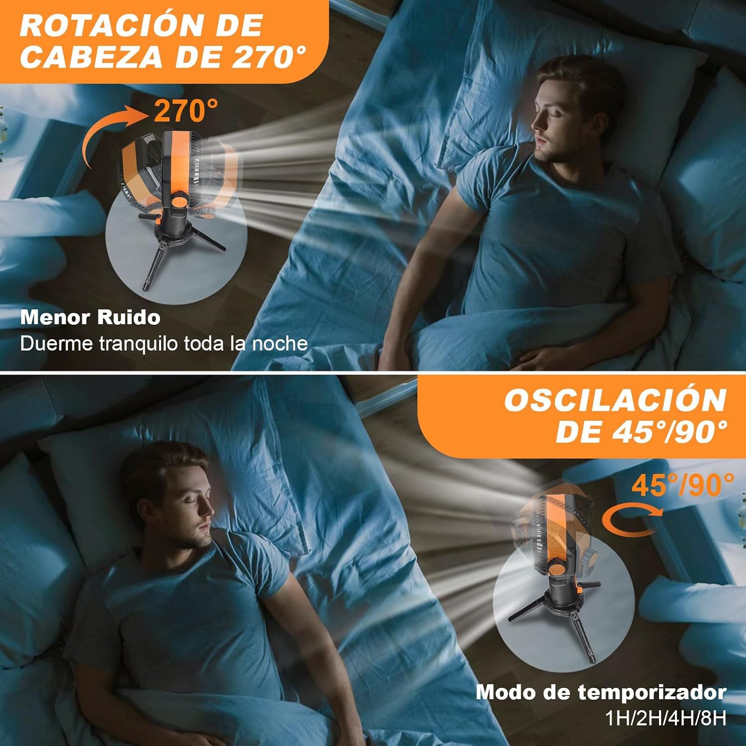 WELIKERA Portable Camping Fan 30000mAh with Double Motor, 8 Speeds, LED Light and Remote Control - Rechargeable Fan for Tent, Emergencies and Work