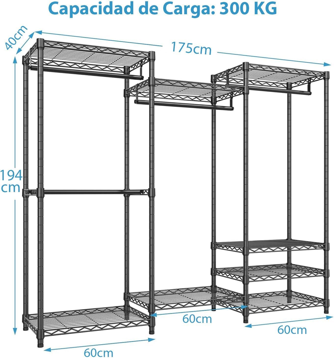 Robust 4-Level Coat Rack with 5 Shelves, Independent Metal Organizer for Closet, 300kg Capacity, Clothing and Shoe Organizer