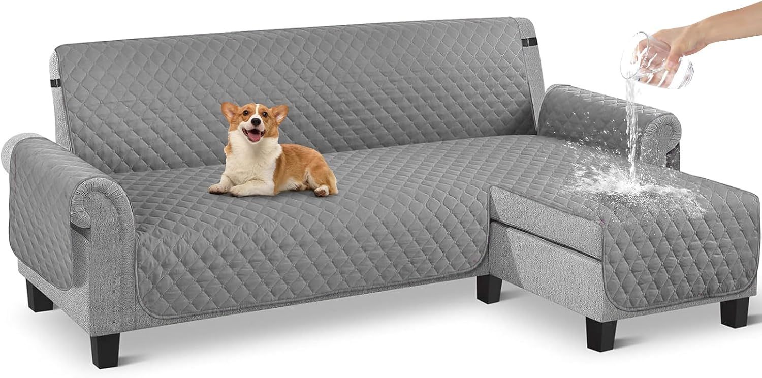 LINGLUCKY Sofa Cover in Super Soft and Elastic Fabric, Water Repellent (Light Grey)