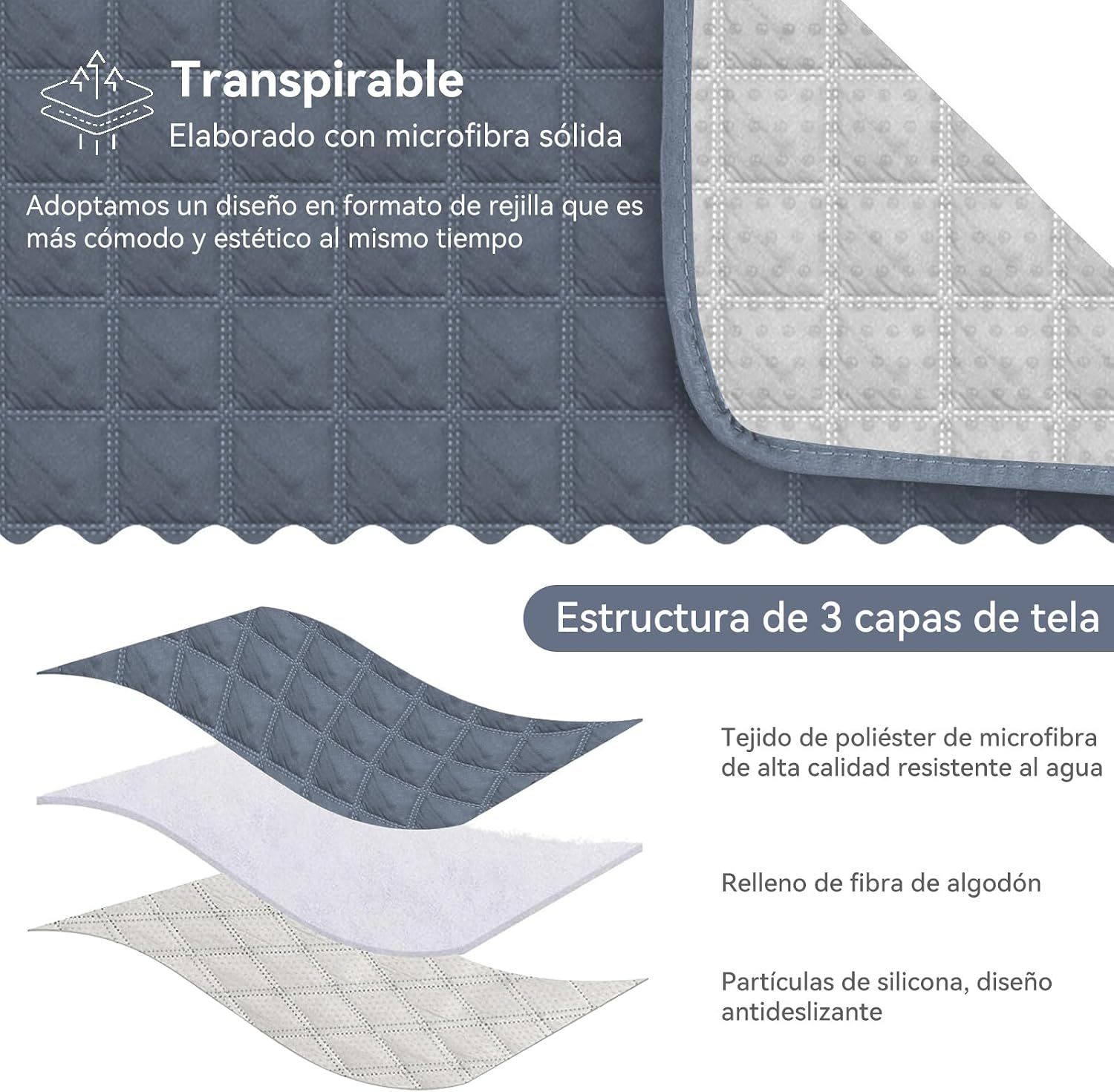 KACOTA 3 Piece Armchair Covers, Waterproof Anti-scratch Non-slip Washable Room Covers for Sofa, Super Soft and Elastic Fabric with Adjustable Buckle, Sofa Cover for Quilted