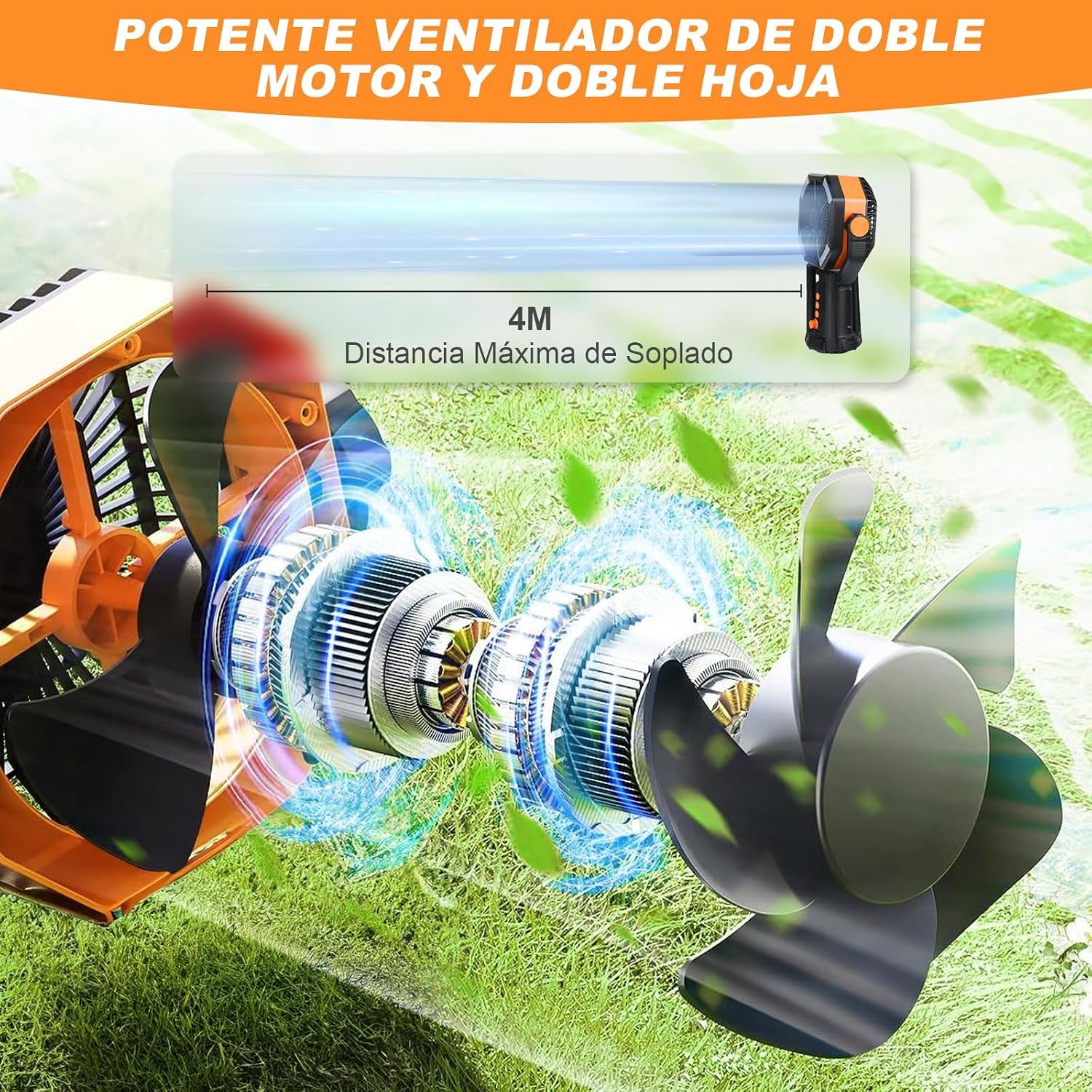 WELIKERA Portable Camping Fan 30000mAh with Double Motor, 8 Speeds, LED Light and Remote Control - Rechargeable Fan for Tent, Emergencies and Work