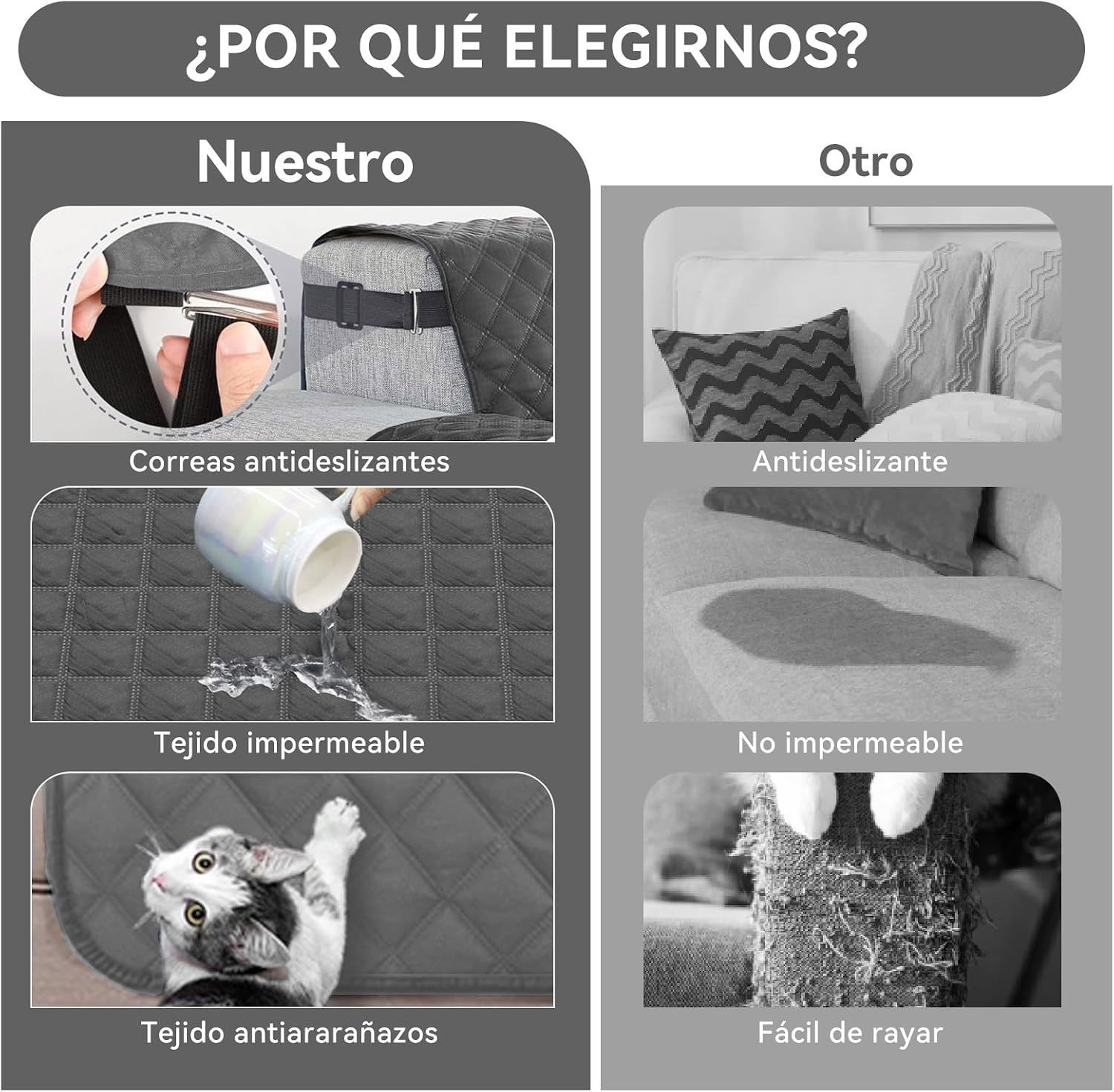 KACOTA 3 Piece Armchair Covers, Waterproof Anti-scratch Non-slip Washable Room Covers for Sofa, Super Soft and Elastic Fabric with Adjustable Buckle, Sofa Cover for Pets