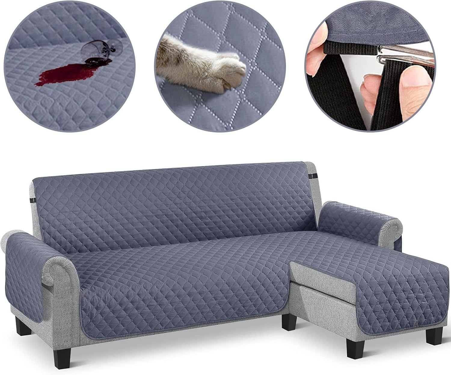 LINGLUCKY Sofa Cover made of Super Soft and Elastic Fabric, Water Repellent (Bluish Grey)