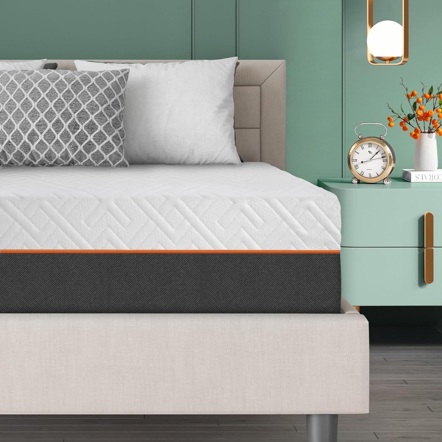 FURRIFIC Memory Foam Mattress with Cooling Gel, Medium Firmness, Pressure Relief (White, King, 30, 30, Centimeters)