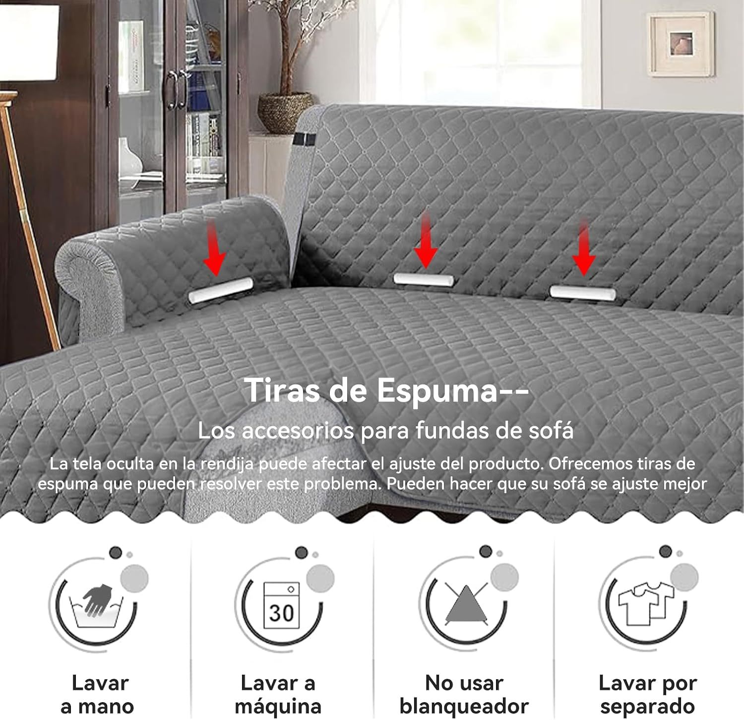 LINGLUCKY Sofa Cover in Super Soft and Elastic Fabric, Water Repellent (Light Grey)