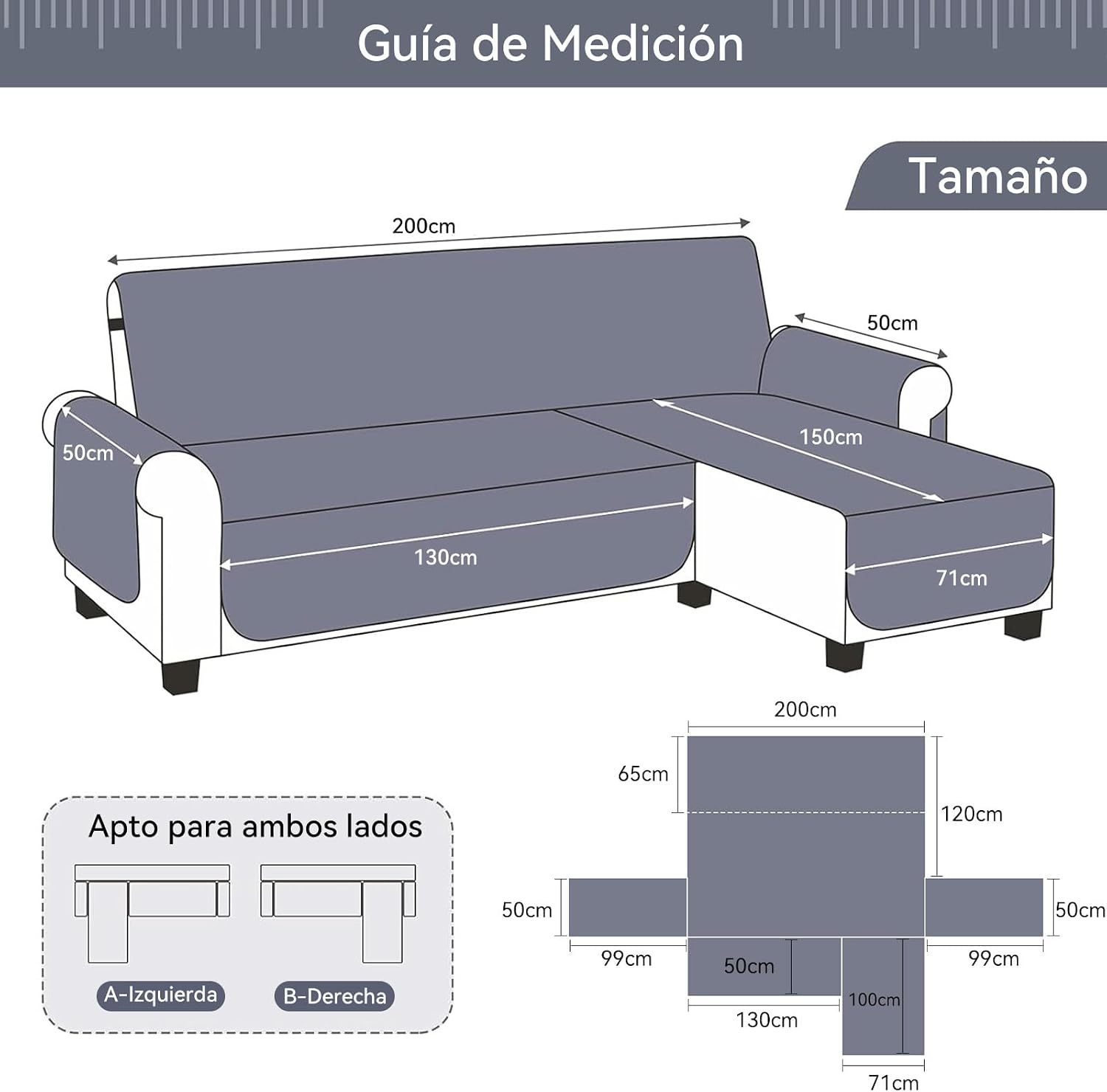 LINGLUCKY Sofa Cover made of Super Soft and Elastic Fabric, Water Repellent (Bluish Grey)