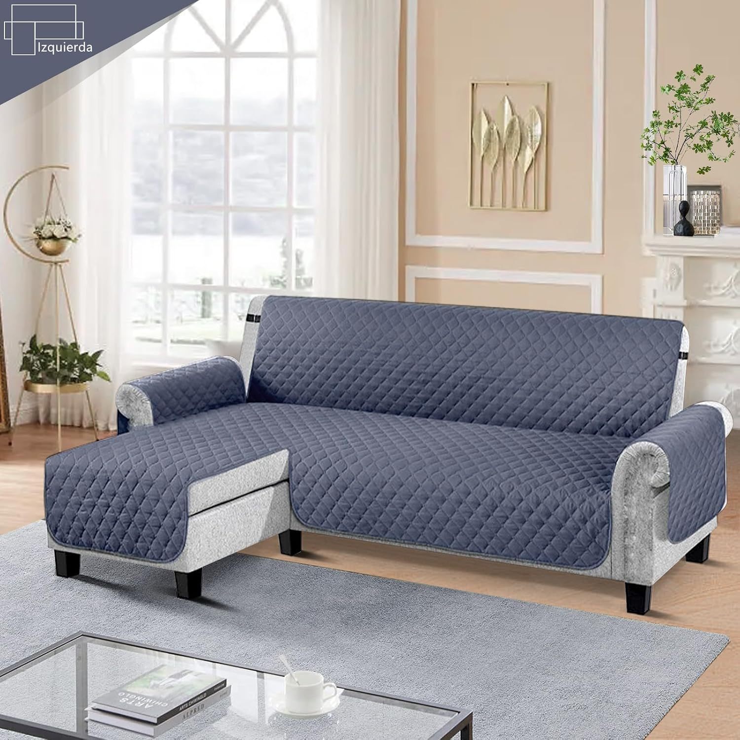 LINGLUCKY Sofa Cover made of Super Soft and Elastic Fabric, Water Repellent (Bluish Grey)