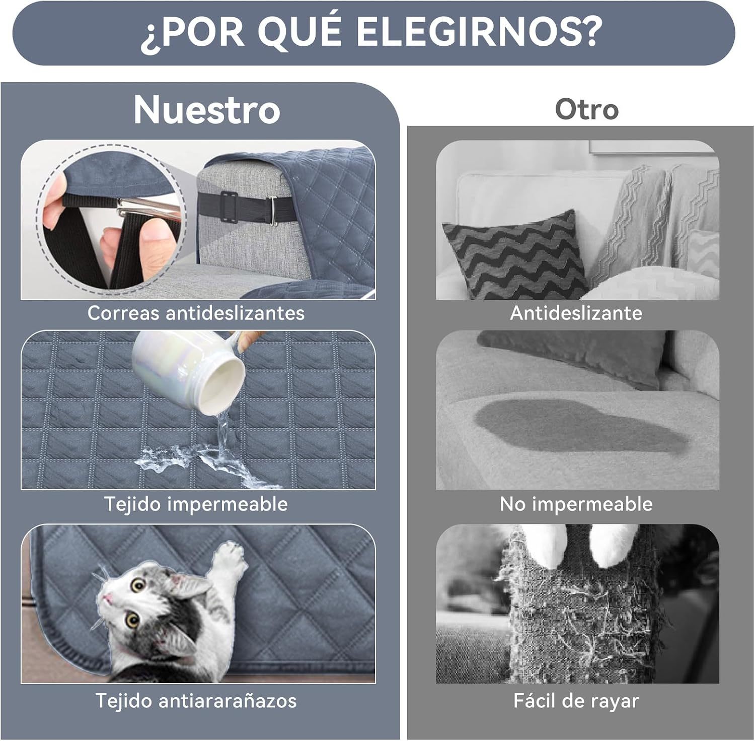 KACOTA 3 Piece Armchair Covers, Waterproof Anti-scratch Non-slip Washable Room Covers for Sofa, Super Soft and Elastic Fabric with Adjustable Buckle, Sofa Cover for Quilted
