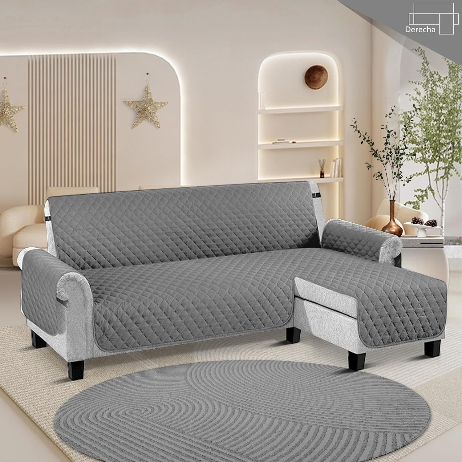 LINGLUCKY Sofa Cover in Super Soft and Elastic Fabric, Water Repellent (Light Grey)