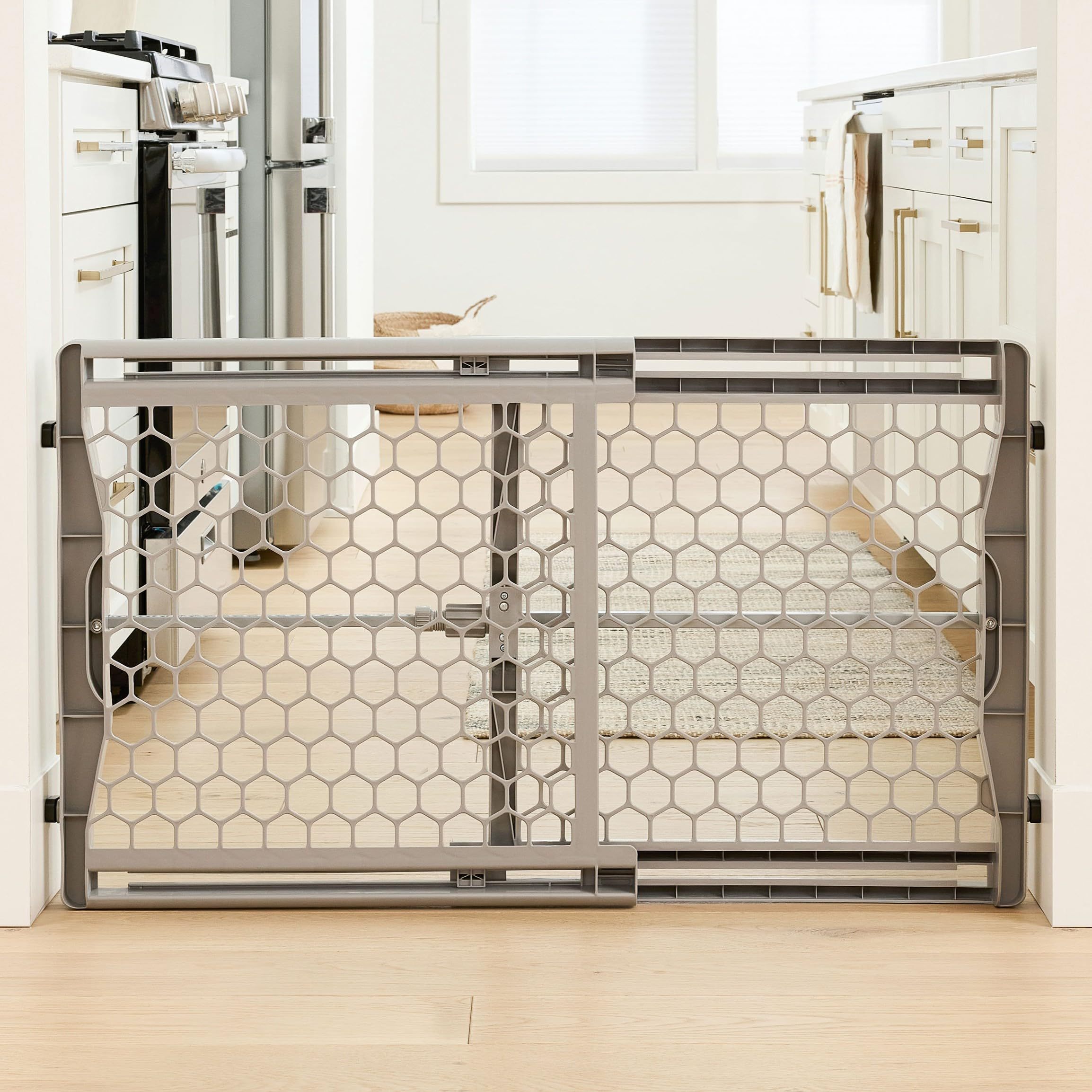 WELIKERA Baby and Pet Safety Gate, Folding Extendable 180CM, High 92CM, for Stairs, Doors and Hallways, Improved Closure, Retractable Indoor and Outdoor, Without Bottom Railing, White
