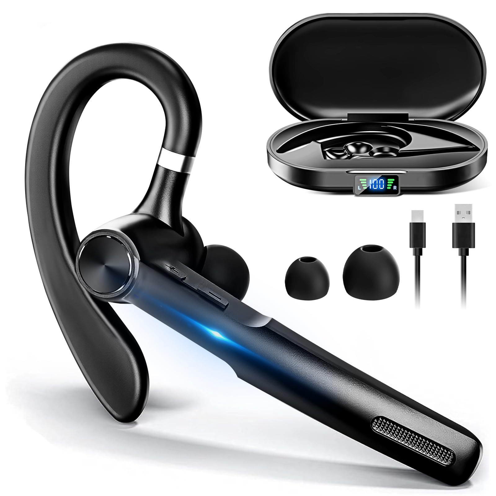 KACOTA Motorcycle Bluetooth Headset Updated 2023 with Microphone, 30 Hours of Continuous Use, IPX6 Waterproof Sports, Connect 2 Mobile Phones [Not a Helmet Intercom]