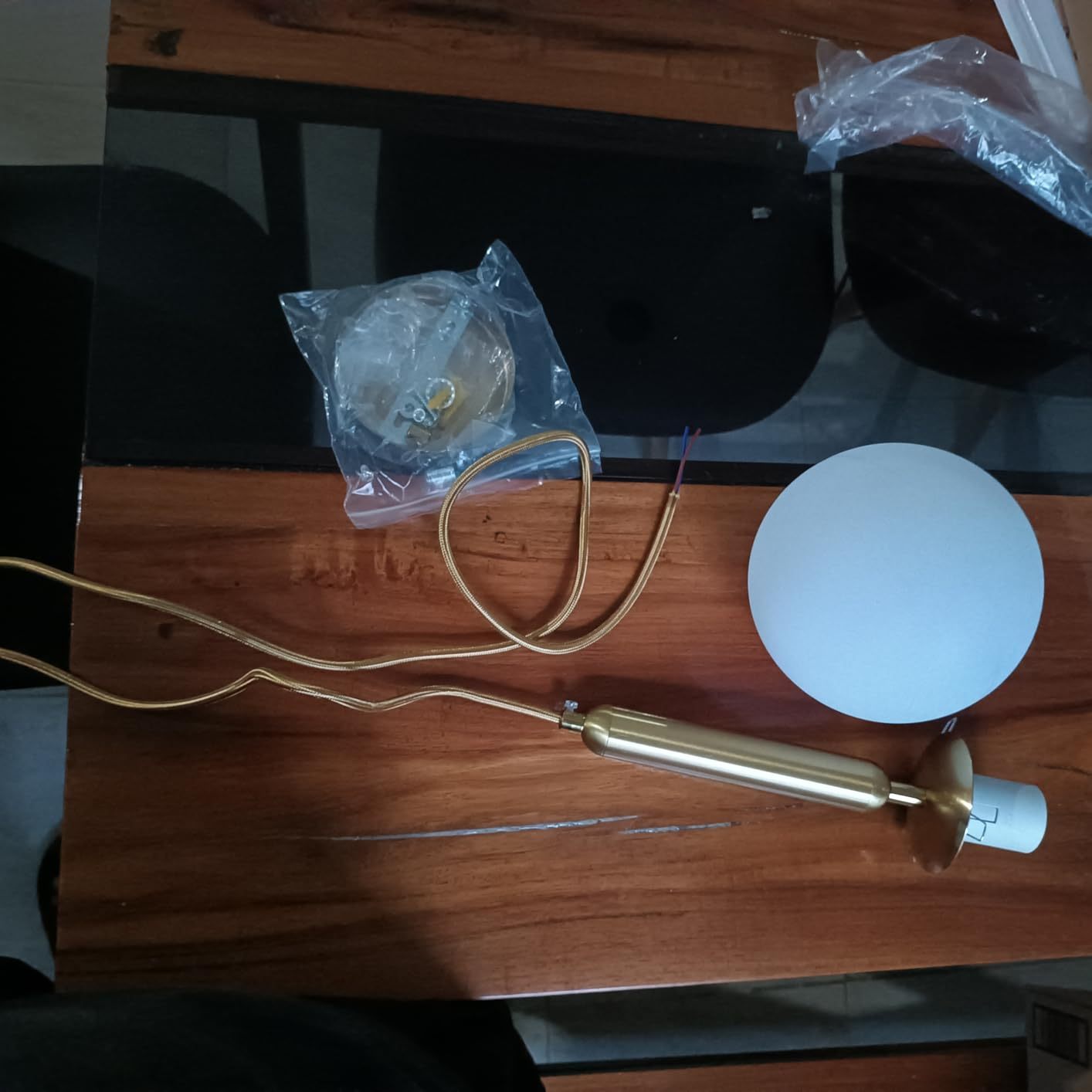 Dopwii Glass Sphere Ceiling Lamp, Modern Sputnik Chandelier with Adjustable Cable, Semi Flush Mount Pendant Light for Bedroom, Dining Room and Kitchen, E26/E27 Base (Black)