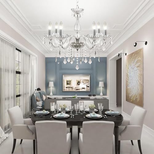 Dopwii Modern Ceiling Lamp, 6-Light Crystal Chandelier, Suitable for Indoor Ceiling Decoration in Living Room, Bedroom, Kitchen, Dining Room