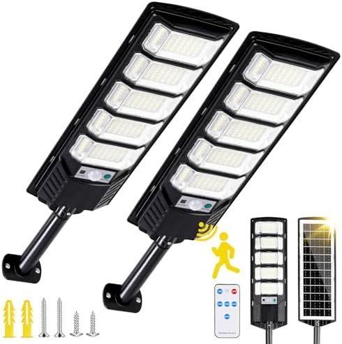 Dopwii 1800W Outdoor Solar Lamps, 800 LED Outdoor Solar Spotlight, Outdoor Solar Lamp Motion Sensor with Control, 3 Solar Light Modes, Outdoor Solar Street Light for Garage Path