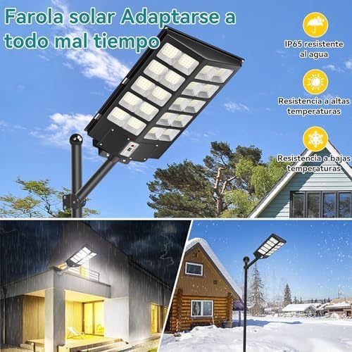 Dopwii 1800W Outdoor Solar Lamps, 800 LED Outdoor Solar Spotlight, Outdoor Solar Lamp Motion Sensor with Control, 3 Solar Light Modes, Outdoor Solar Street Light for Garage Path
