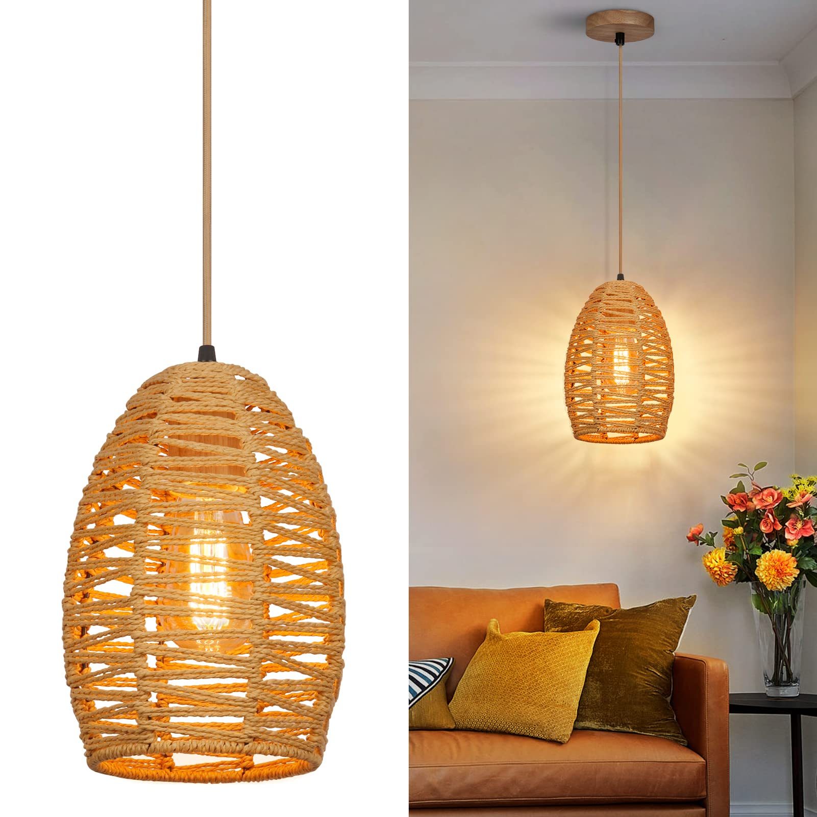 Dopwii Glass Sphere Ceiling Lamp, Modern Sputnik Chandelier with Adjustable Cable, Semi Flush Mount Pendant Light for Bedroom, Dining Room and Kitchen, E26/E27 Base (Black)