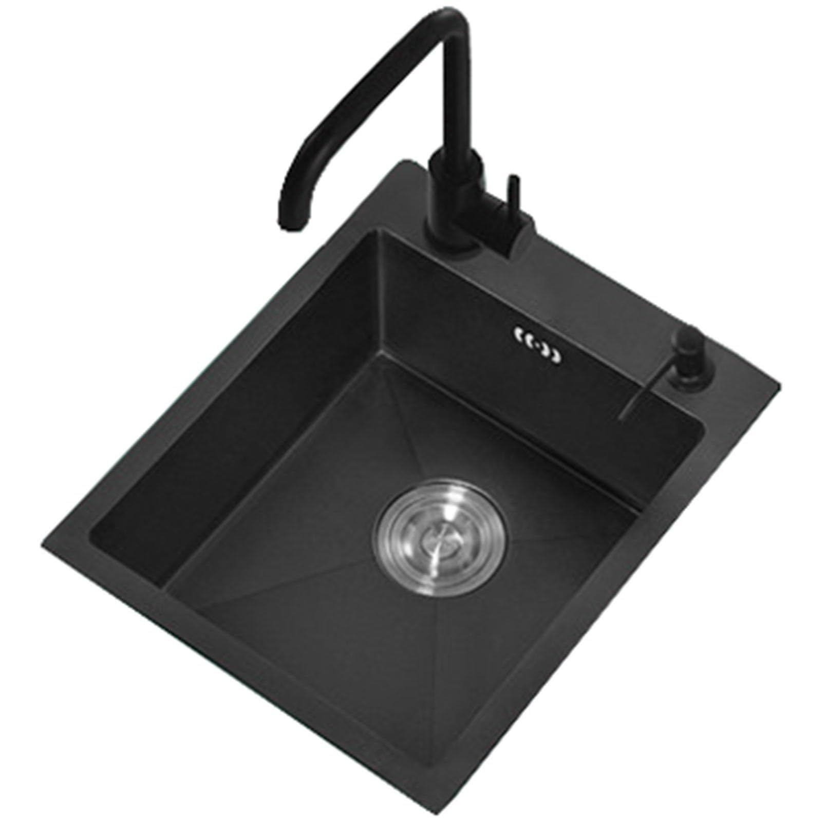 Kitchen Sink with Smart Digital Display, Double Waterfall and 13 Accessories, 75 * 46 * 22cm, 304 Stainless Steel Kitchen Sinks, Black Kitchen Sink, Upgraded Version.