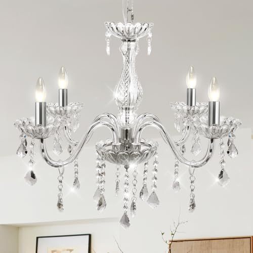 Dopwii Modern Ceiling Lamp, 4-Light Crystal Chandelier, Suitable for Indoor Ceiling Decoration in Living Room, Bedroom, Kitchen, Dining Room