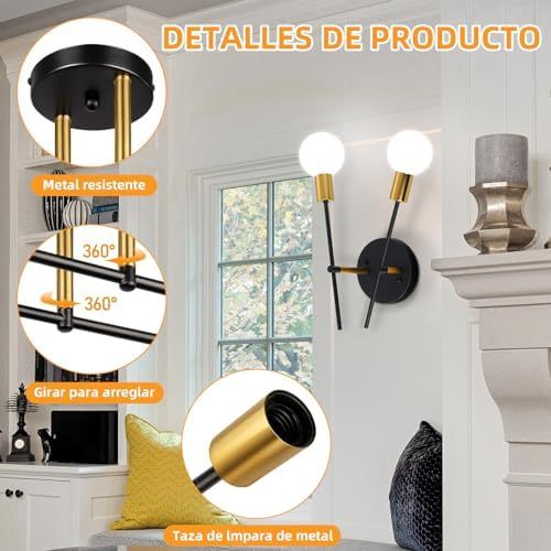 Dopwii Modern Ceiling Light, Sputnik Candeliers 2 Lights, Semi Flush Mount Pendant Light, Ceiling Light for Home Lamp, Dining Room, Bedroom and Kitchen (Black Gold)