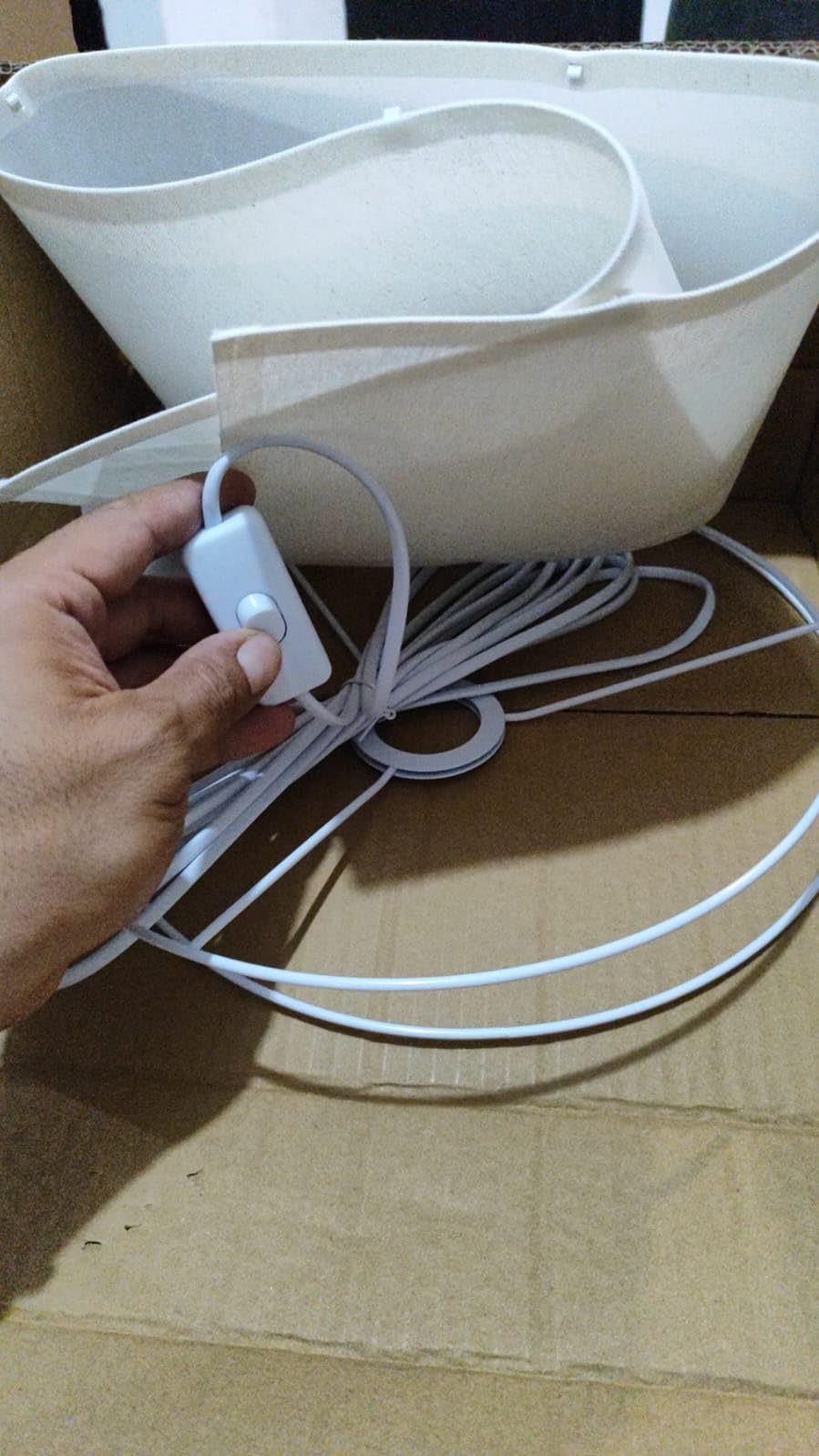 Modern Pendant Lamp, Plug-in Pendant Lamp with 4.5M Cable, On/Off Switch, Beige Linen Shade, Hanging Light for Bedroom, Kitchen, Living Room, Dining Table