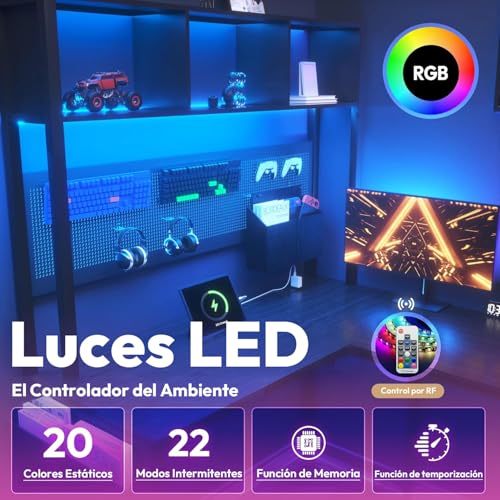 WELIKERA L-shaped Gamer Desk with 4 Assembly Options, RGB LED Lighting, Modular Storage, 3 AC Outlets and 2 USB Ports - Desk with Drawers for Office and Gaming
