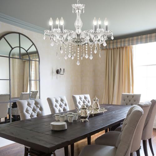 Dopwii Modern Ceiling Lamp, 6-Light Crystal Chandelier, Suitable for Indoor Ceiling Decoration in Living Room, Bedroom, Kitchen, Dining Room