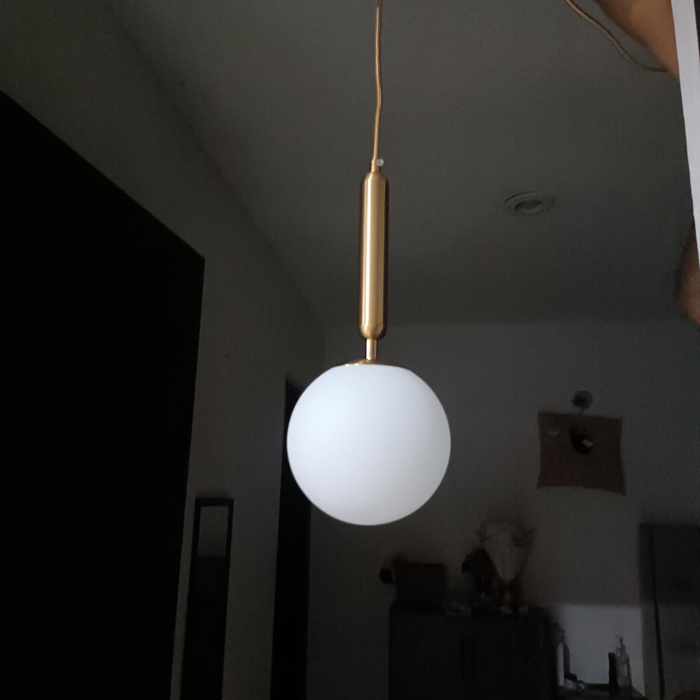 Dopwii Glass Sphere Ceiling Lamp, Modern Sputnik Chandelier with Adjustable Cable, Semi Flush Mount Pendant Light for Bedroom, Dining Room and Kitchen, E26/E27 Base (Black)