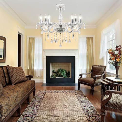 Dopwii Modern Ceiling Lamp, 6-Light Crystal Chandelier, Suitable for Indoor Ceiling Decoration in Living Room, Bedroom, Kitchen, Dining Room