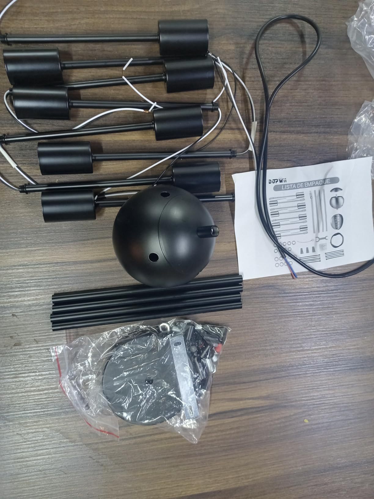 Dopwii Modern Ceiling Light, Sputnik Candeliers 8 Lights, Semi Flush Mount Pendant Lamp, Ceiling Light for Home Lamp, Dining Room, Bedroom and Kitchen (Black)