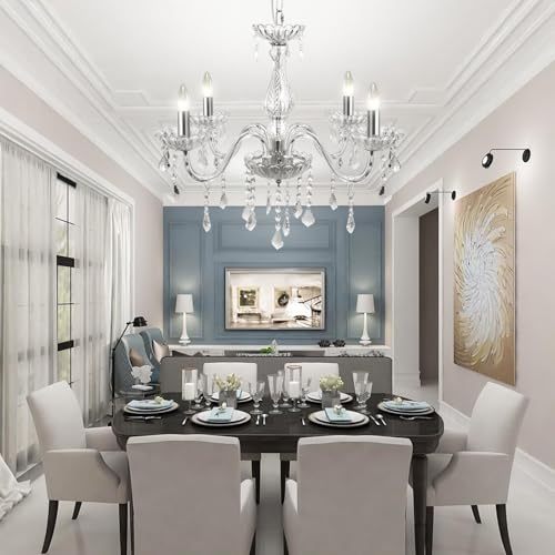 Dopwii Modern Ceiling Lamp, 4-Light Crystal Chandelier, Suitable for Indoor Ceiling Decoration in Living Room, Bedroom, Kitchen, Dining Room