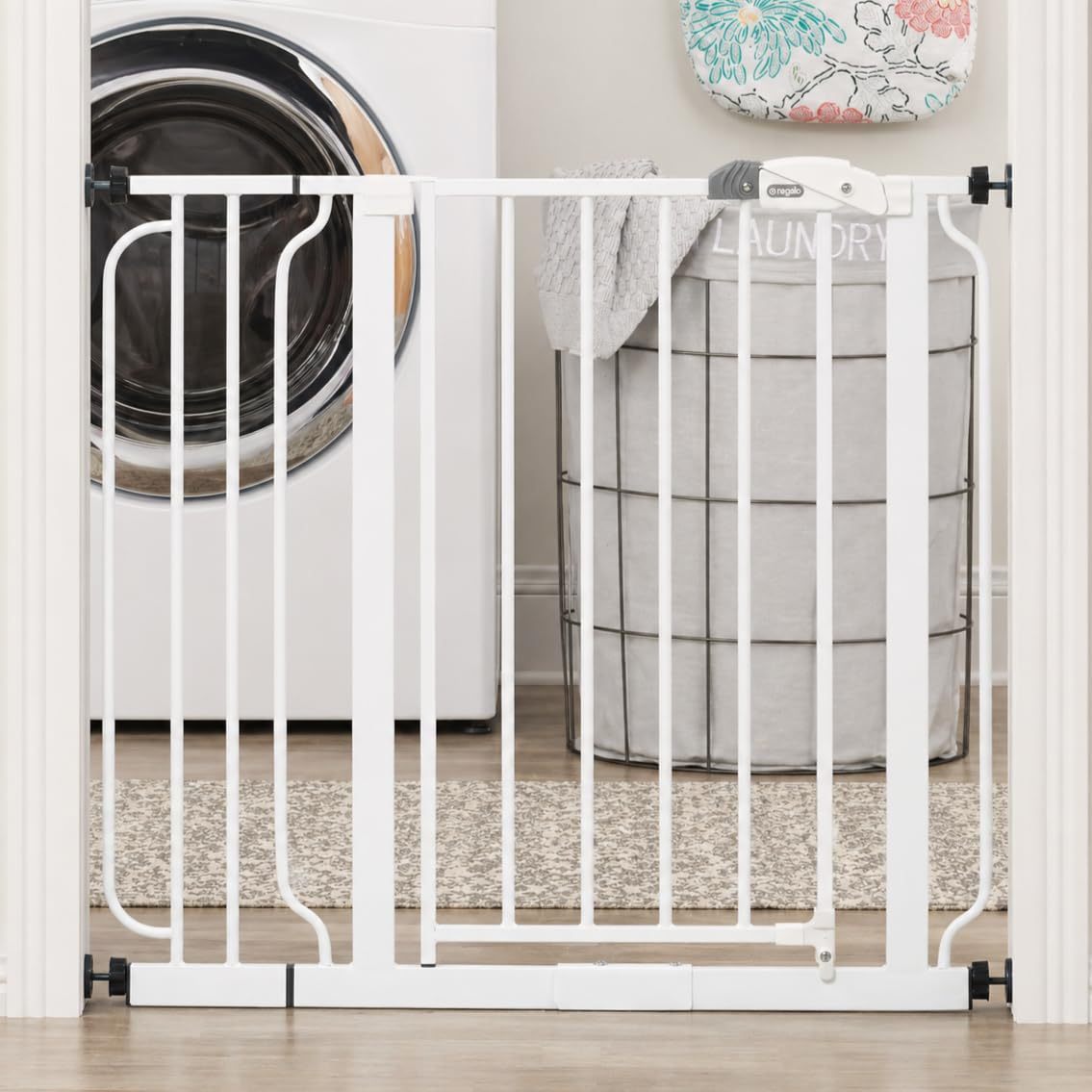 WELIKERA Baby and Pet Safety Gate, Folding Extendable 180CM, High 92CM, for Stairs, Doors and Hallways, Improved Closure, Retractable Indoor and Outdoor, Without Bottom Railing, White