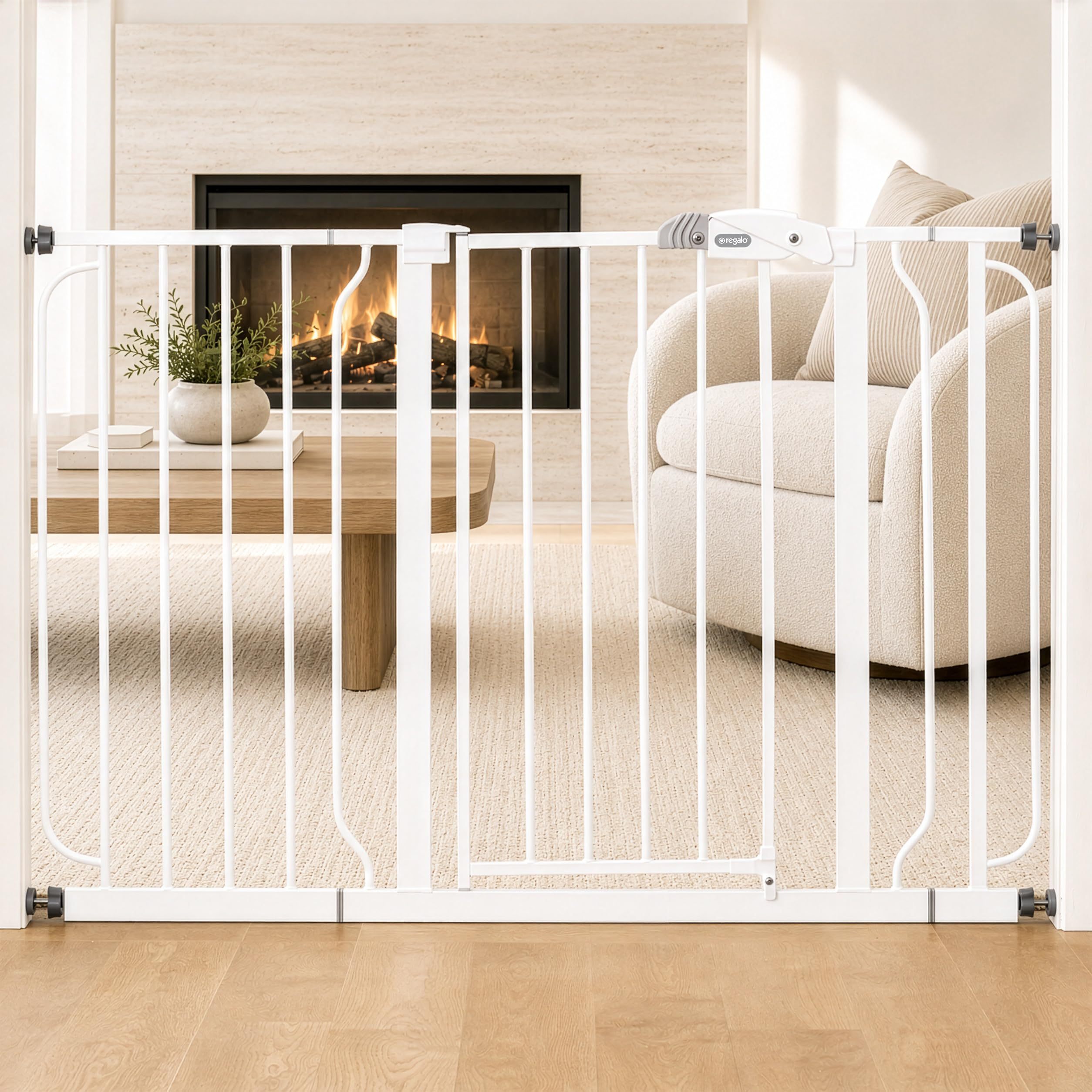 WELIKERA Baby and Pet Safety Gate, Folding Extendable 180CM, High 92CM, for Stairs, Doors and Hallways, Improved Closure, Retractable Indoor and Outdoor, Without Bottom Railing, White