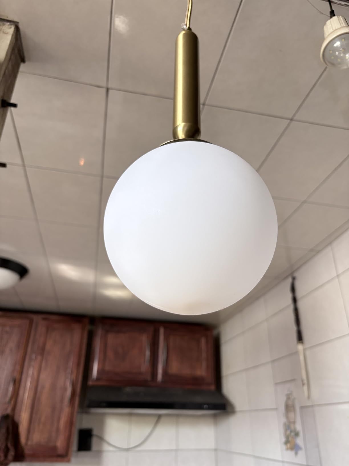 Dopwii Glass Sphere Ceiling Lamp, Modern Sputnik Chandelier with Adjustable Cable, Semi Flush Mount Pendant Light for Bedroom, Dining Room and Kitchen, E26/E27 Base (Black)