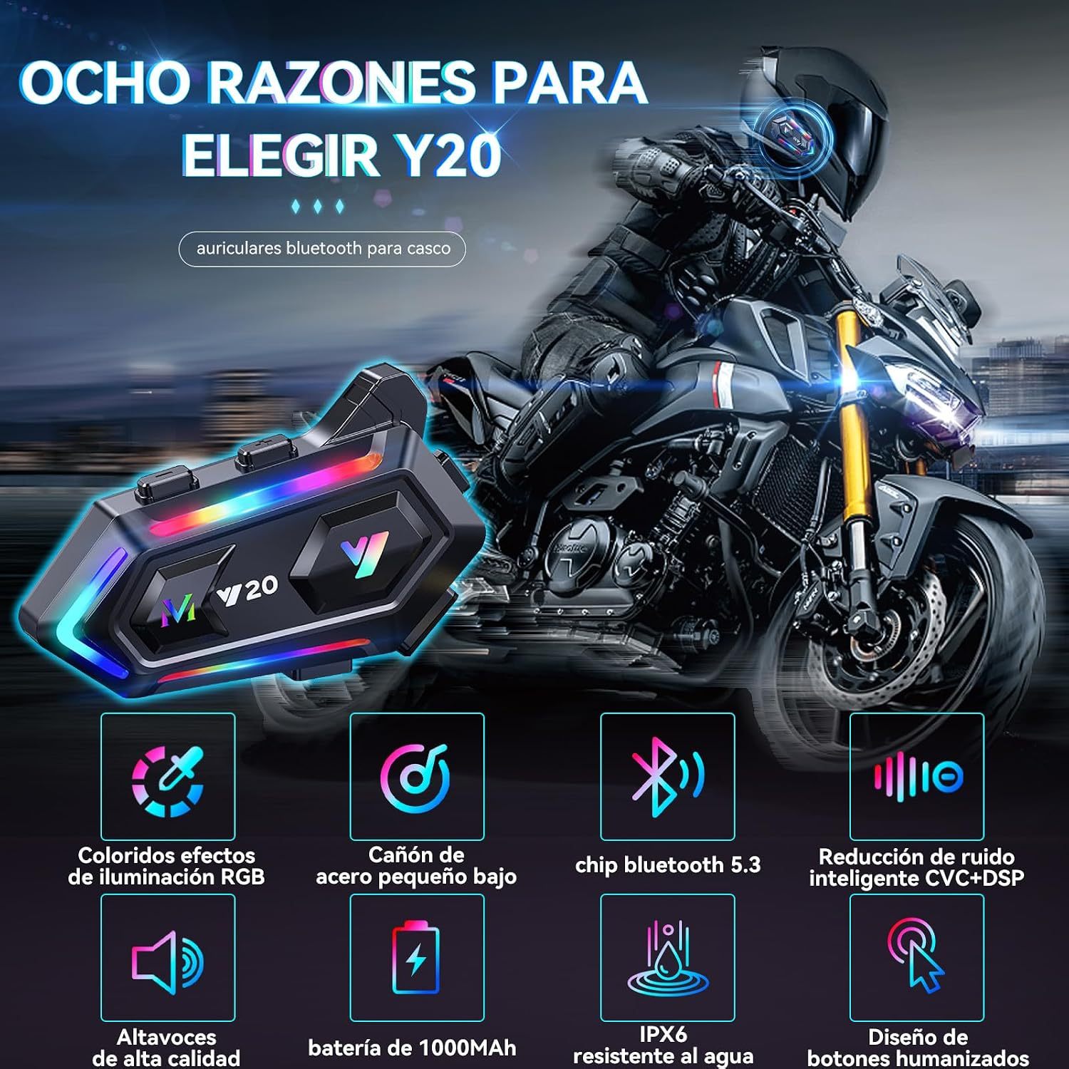 KACOTA 2023 Updated Motorcycle Bluetooth Headset with Microphone, 25 Hours of Continuous Use, IPX6 Waterproof Sports, Can Connect 2 Mobile Phones [Not a Helmet Intercom]