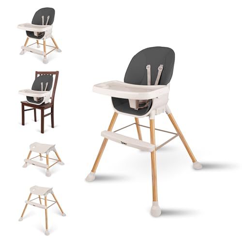 Baby Eating Chair 3 in 1 Portable, Foldable, Baby Stroller, with Detachable Tray and 2 PU Seat Cushions, with Eating Tray, Easy to Carry, Easy to Clean…