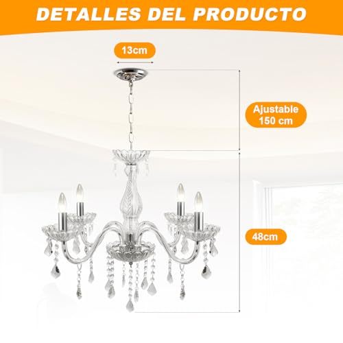 Dopwii Modern Ceiling Lamp, 4-Light Crystal Chandelier, Suitable for Indoor Ceiling Decoration in Living Room, Bedroom, Kitchen, Dining Room