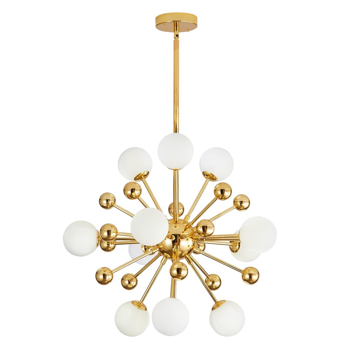 Dopwii Glass Sphere Ceiling Lamp, Modern Sputnik Chandelier with Adjustable Cable, Semi Flush Mount Pendant Light for Bedroom, Dining Room and Kitchen, E26/E27 Base (Black)