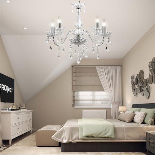 Dopwii Modern Ceiling Lamp, 4-Light Crystal Chandelier, Suitable for Indoor Ceiling Decoration in Living Room, Bedroom, Kitchen, Dining Room