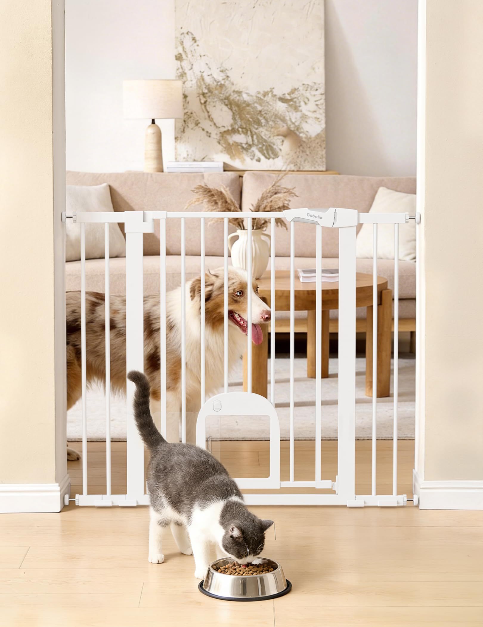 WELIKERA Baby and Pet Safety Gate, Folding Extendable 180CM, High 92CM, for Stairs, Doors and Hallways, Improved Closure, Retractable Indoor and Outdoor, Without Bottom Railing, White