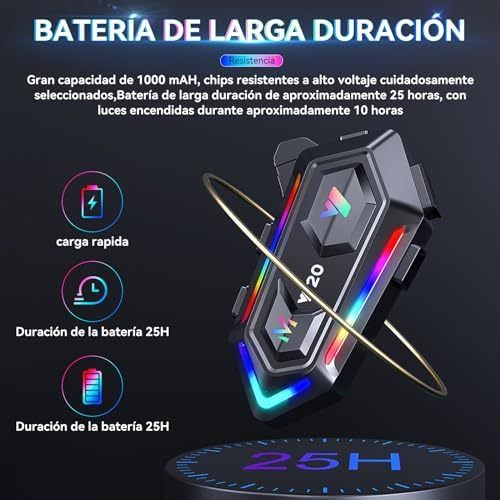 KACOTA 2023 Updated Motorcycle Bluetooth Headset with Microphone, 25 Hours of Continuous Use, IPX6 Waterproof Sports, Can Connect 2 Mobile Phones [Not a Helmet Intercom]