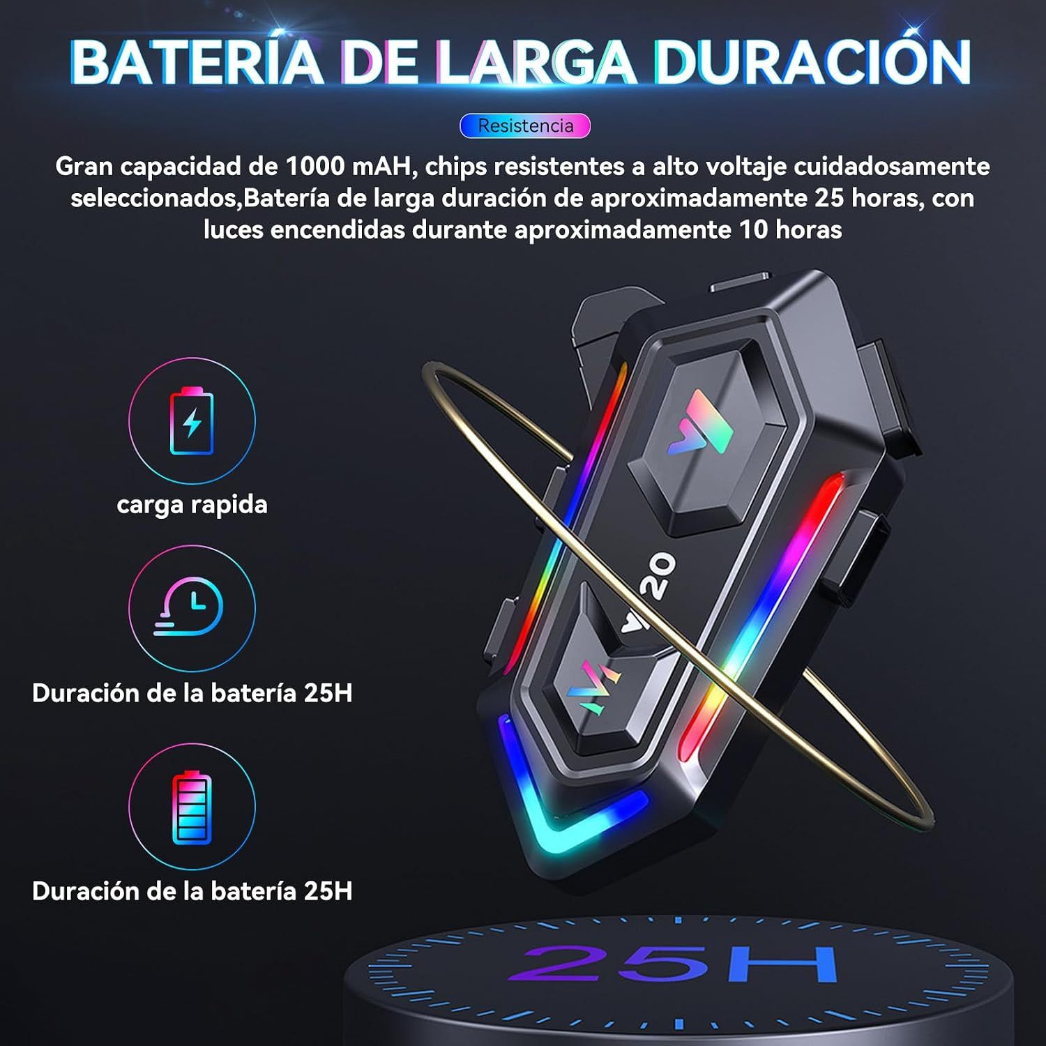 KACOTA 2023 Updated Motorcycle Bluetooth Headset with Microphone, 25 Hours of Continuous Use, IPX6 Waterproof Sports, Can Connect 2 Mobile Phones [Not a Helmet Intercom]