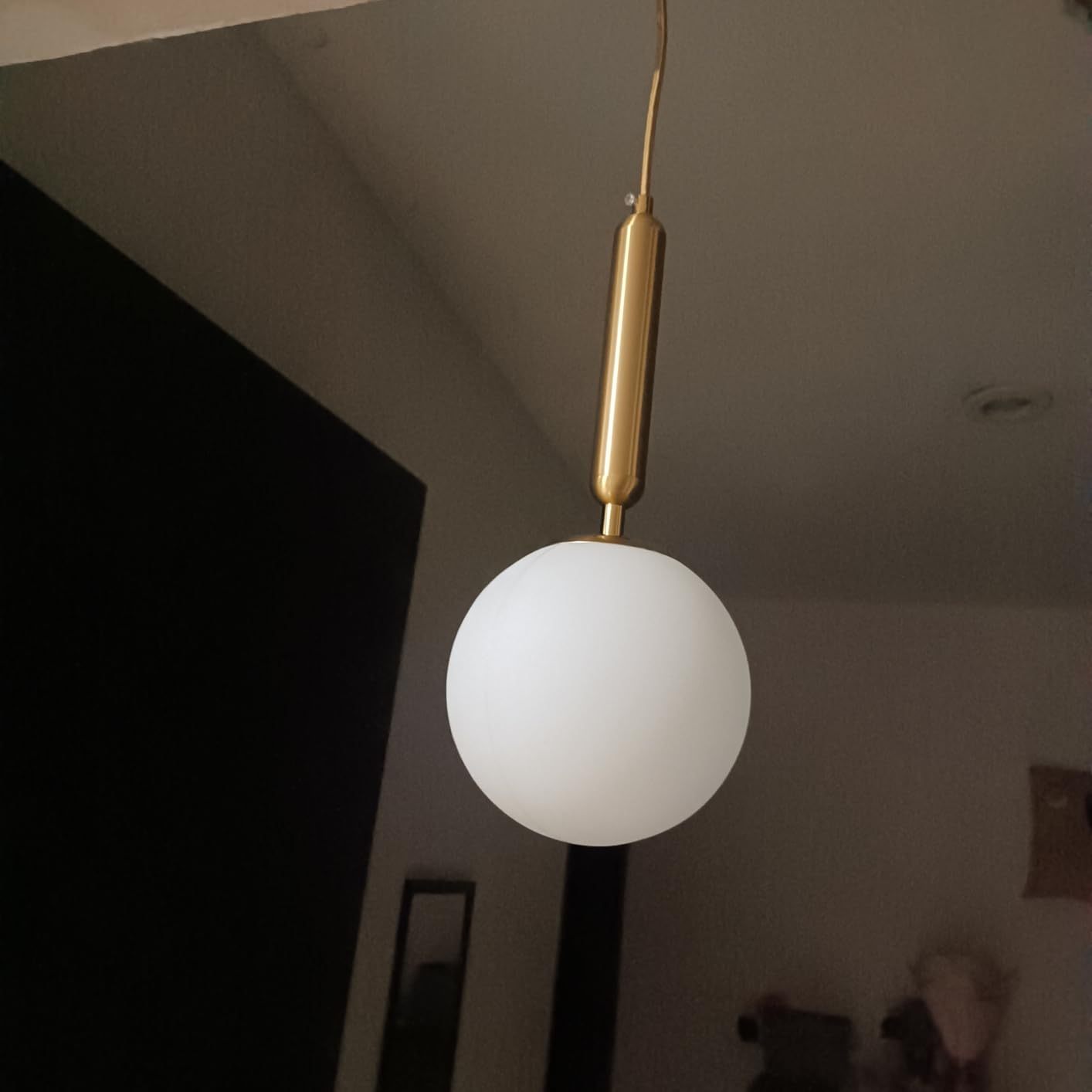 Dopwii Glass Sphere Ceiling Lamp, Modern Sputnik Chandelier with Adjustable Cable, Semi Flush Mount Pendant Light for Bedroom, Dining Room and Kitchen, E26/E27 Base (Black)
