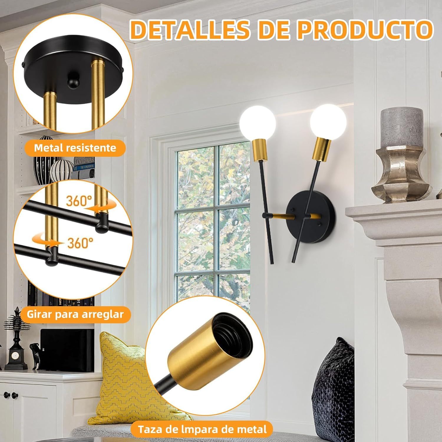 Dopwii Modern Ceiling Light, Sputnik Candeliers 2 Lights, Semi Flush Mount Pendant Light, Ceiling Light for Home Lamp, Dining Room, Bedroom and Kitchen (Black Gold)