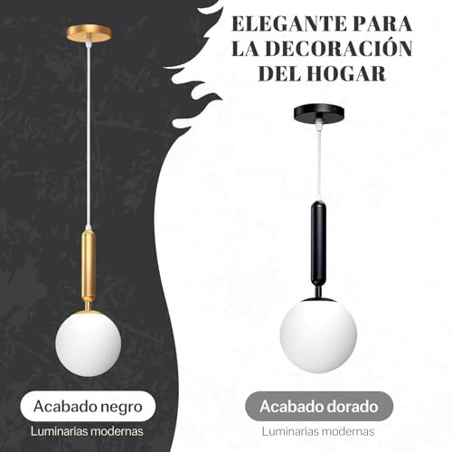 Dopwii Glass Sphere Ceiling Lamp, Modern Sputnik Chandelier with Adjustable Cable, Semi Flush Mount Pendant Light for Bedroom, Dining Room and Kitchen, E26/E27 Base (Black)