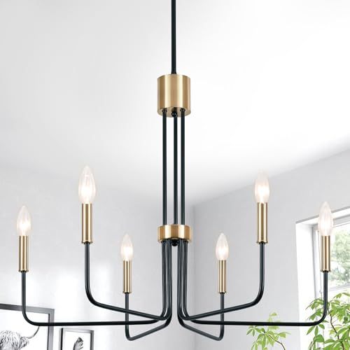 Dopwii Modern Ceiling Light, Sputnik Candeliers 8 Lights, Semi Flush Mount Pendant Lamp, Ceiling Light for Home Lamp, Dining Room, Bedroom and Kitchen (Black)