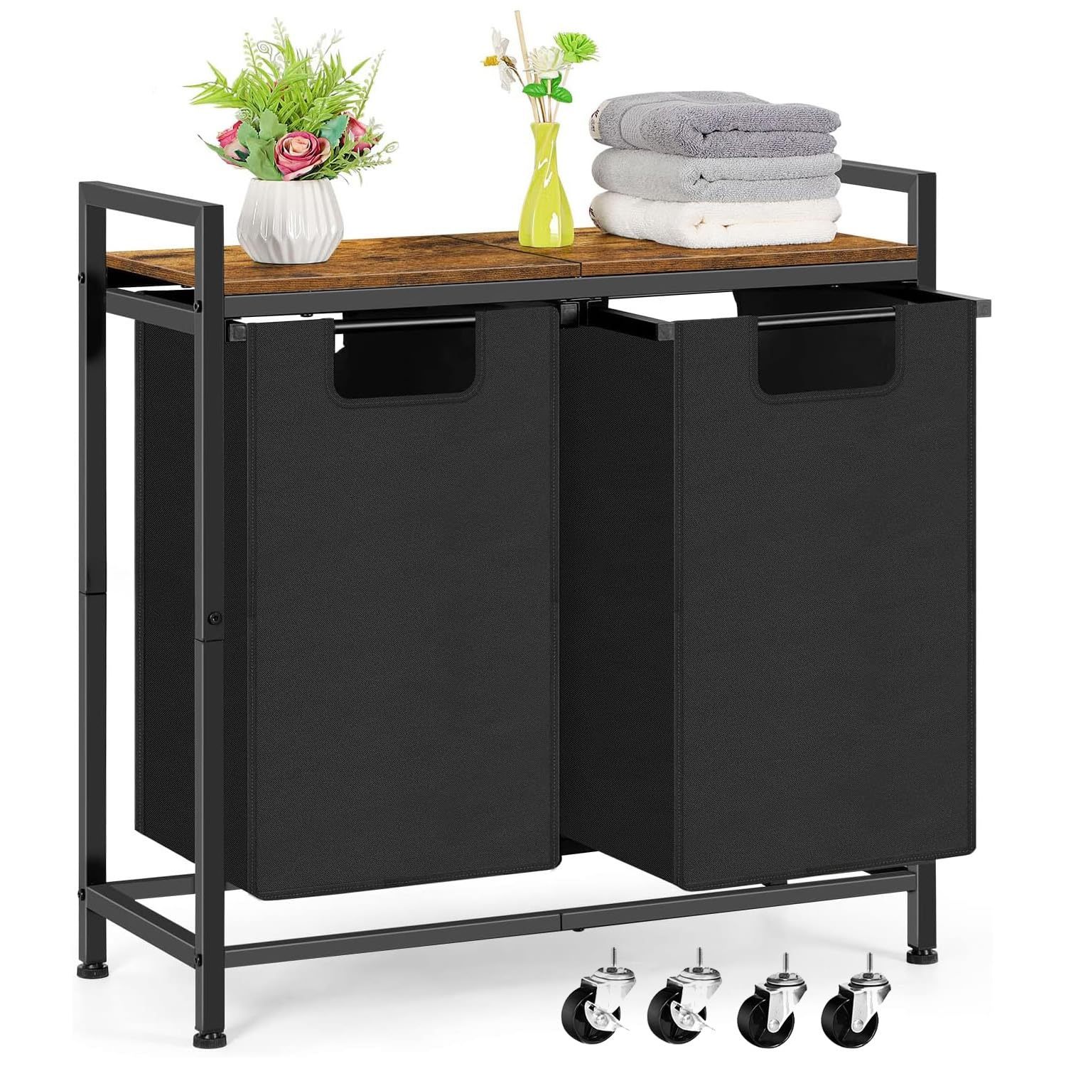 WELIKERA Dirty Clothes Basket 2 Compartments Black | Pay Up to 24 Months