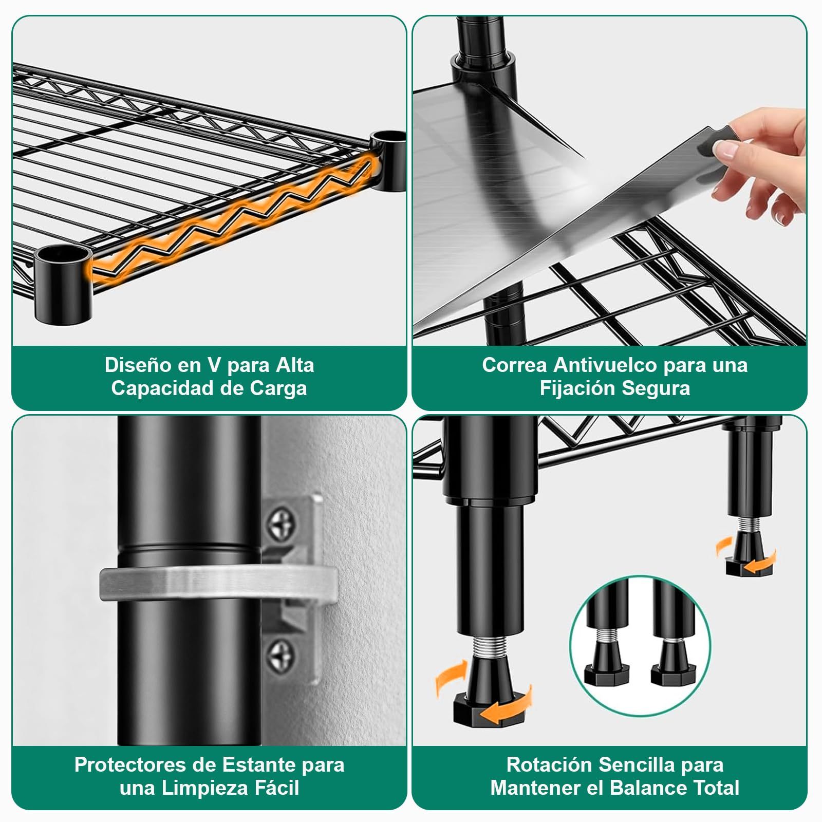 5 Tier Metal Storage Rack (90x35x150CM), Heavy Duty Organizer Shelf, Adjustable Organizer Rack, Shelf, 4 S-Hooks, 5 PP Board, Kitchen, Office, Pantry, Microwave