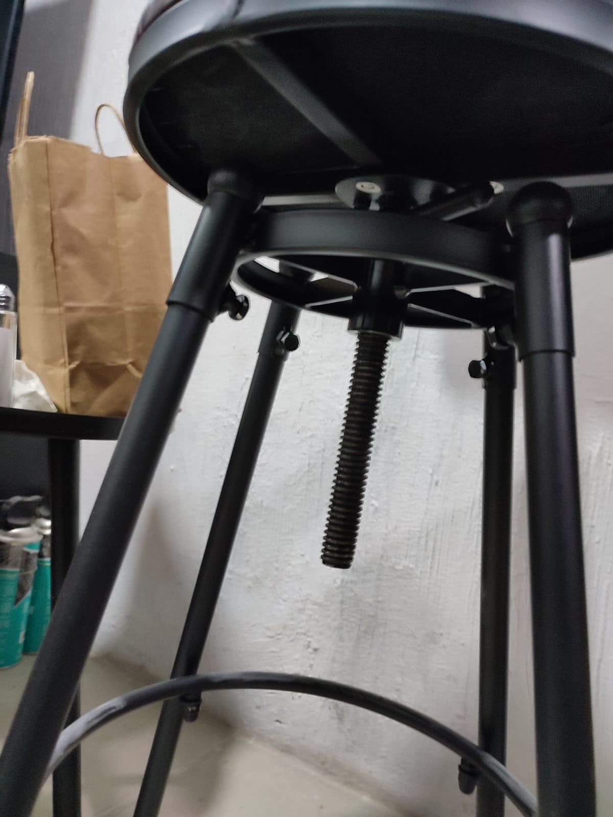 GARUISKY Adjustable Bar Chairs with Backrest and Padded Seat - High Metal Bench for Kitchen and Bar - Industrial Style