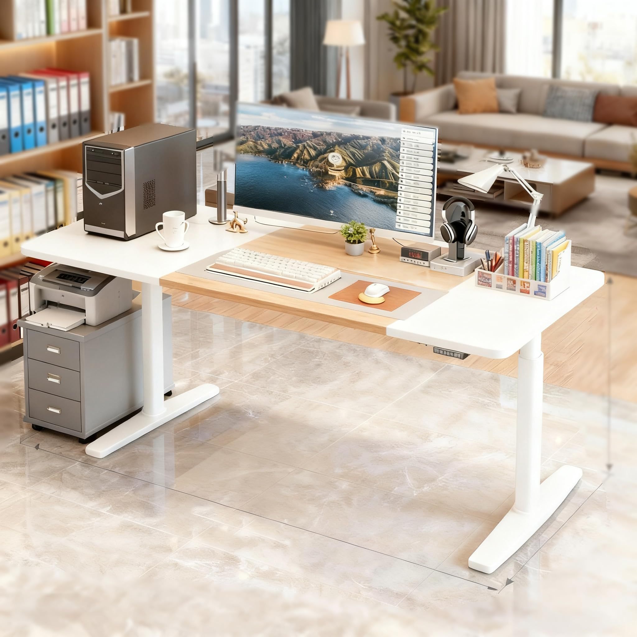 FURRIFIC Electric Lifting Desk, Height Adjustment with Memory (Black, 140X60CM)
