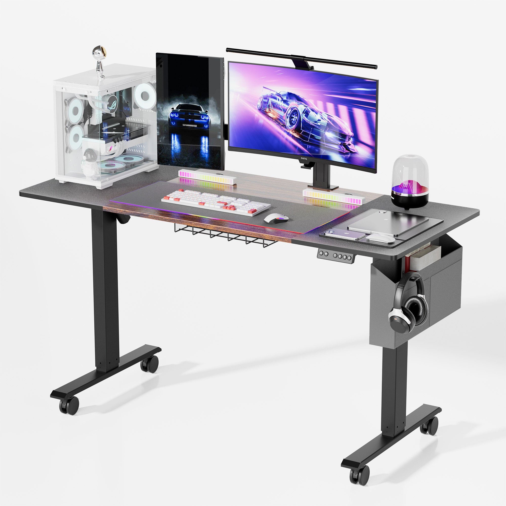 FURRIFIC Electric Lifting Desk, Height Adjustment with Memory (Black, 140X60CM)